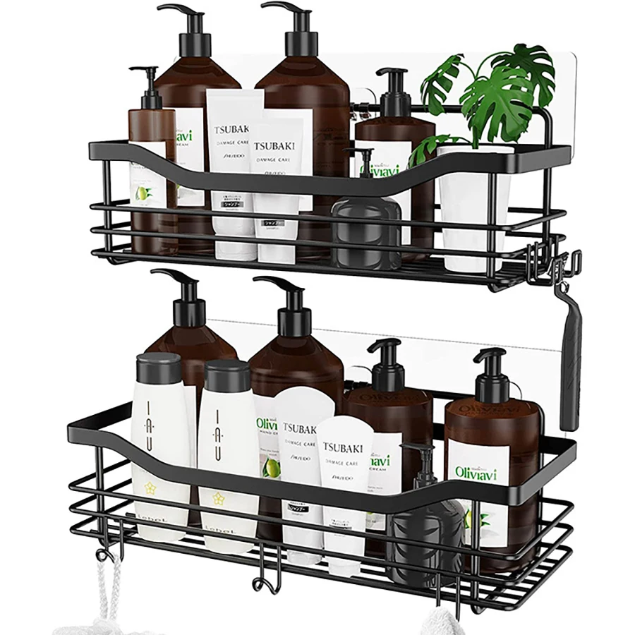 2 Pcs Rustproof Stainless Steel Bathroom Organizer with 5 Hooks,Large Capacity,No Drilling,Suitable for Bathroom Storage 2 Pcs Rustproof Stainless Steel Bathroom Organizer with 5 Hooks,Large Capacity,No Drilling,Suitable for Bathroom Storage