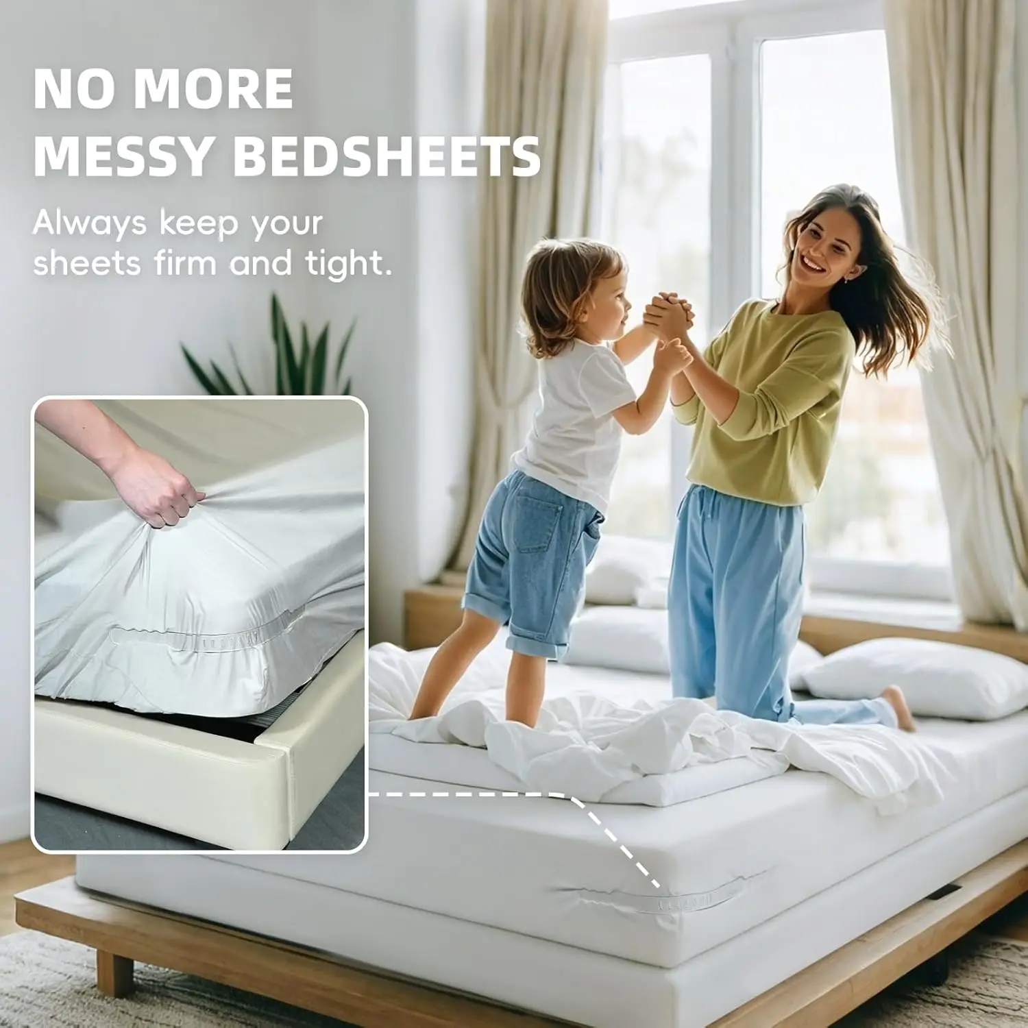 4PCS Invisible Heavy Duty Bedsheet Corner Tightener Clips Mattress Straps for All Sheet Sizes Non-Slip Holders Secure Bed Sheets