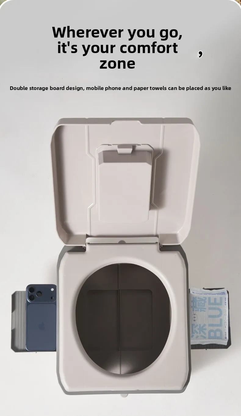 Adult Folding Portable Camping Toilet Odor-Proof Mobile Commode Stool for Car Emergency Outdoor Travel And Camping Use