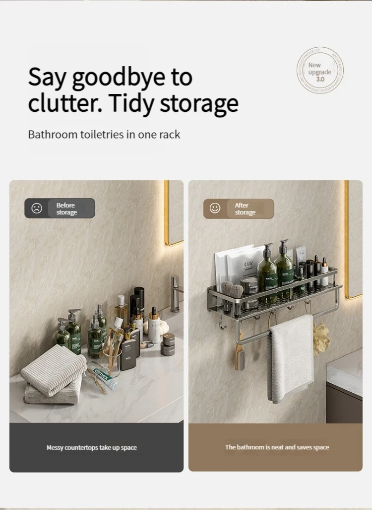 Bathroom Rack Bathroom Shelf Toilet Space Aluminum Hanging Rack Bathroom Organizer Hang on the Wall Bathroom Rack Bathroom Shelf Toilet Space Aluminum Hanging Rack Bathroom Organizer Hang on the Wall