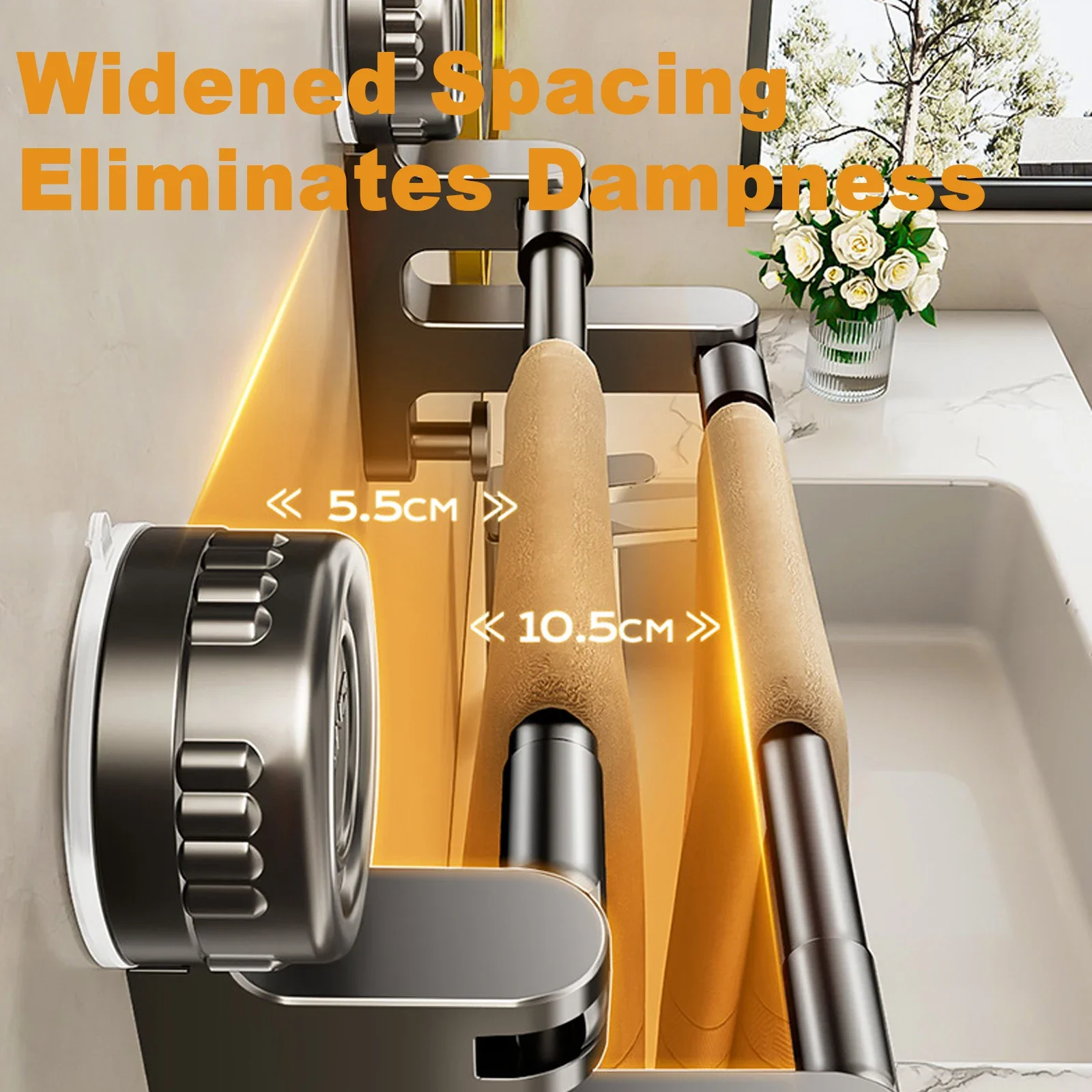 Adjustable Suction Cup Towel Holder Bathroom Hand Towel Rack Wall Mount No Drill Mount 50-85cm Towel Bar Aluminium with Hook