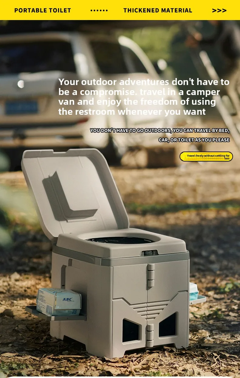 Adult Folding Portable Camping Toilet Odor-Proof Mobile Commode Stool for Car Emergency Outdoor Travel And Camping Use