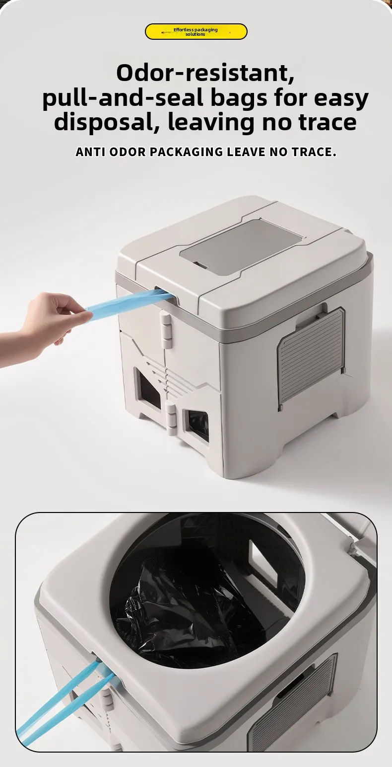 Adult Folding Portable Camping Toilet Odor-Proof Mobile Commode Stool for Car Emergency Outdoor Travel And Camping Use