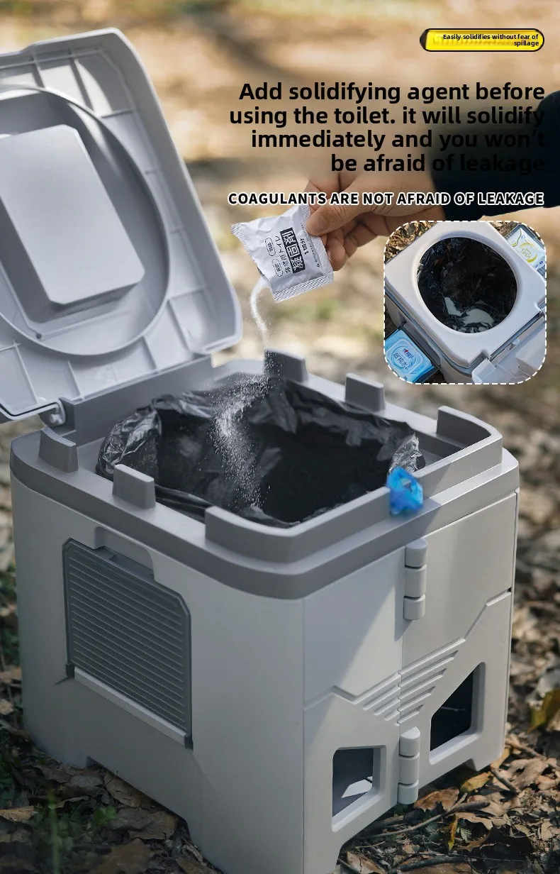 Adult Folding Portable Camping Toilet Odor-Proof Mobile Commode Stool for Car Emergency Outdoor Travel And Camping Use