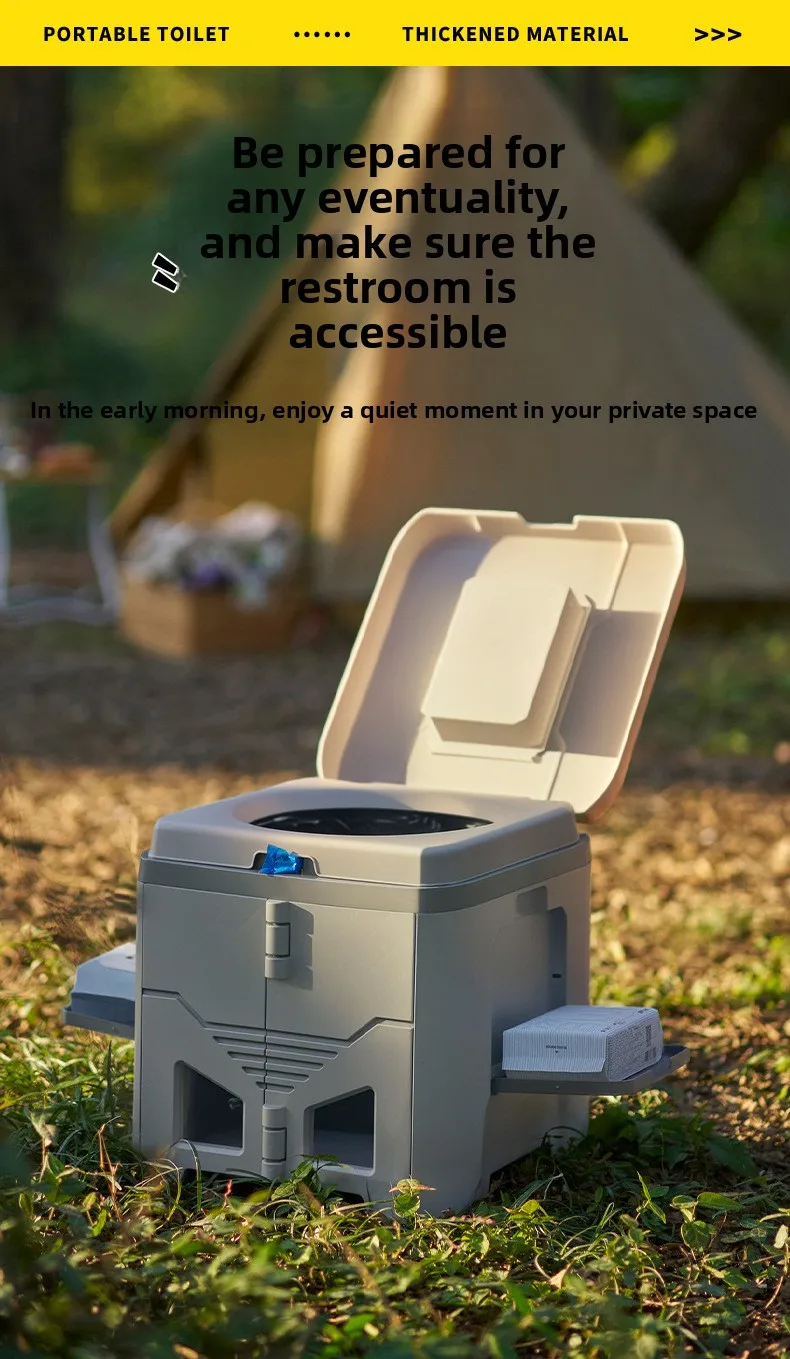 Adult Folding Portable Camping Toilet Odor-Proof Mobile Commode Stool for Car Emergency Outdoor Travel And Camping Use