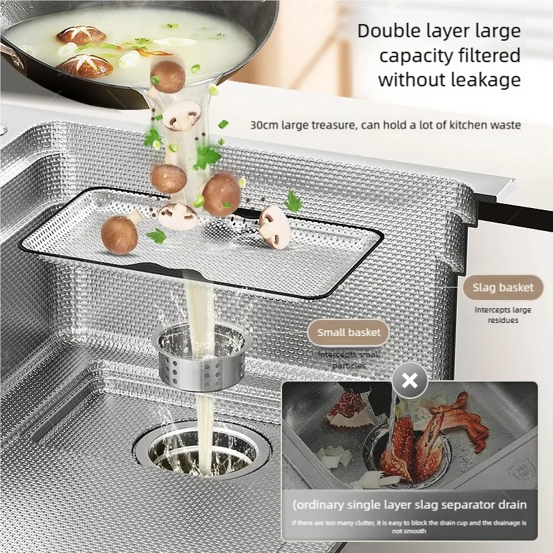 Antifouling Antiscratch Household 304 Stainless Steel Rice Granule Embossing Kitchen Sink Large Single Slot Dish Wash Bowl Antifouling Antiscratch Household 304 Stainless Steel Rice Granule Embossing Kitchen Sink Large Single Slot Dish Wash Bowl