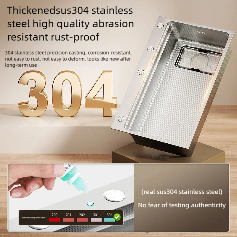 Antifouling Antiscratch Household 304 Stainless Steel Rice Granule Embossing Kitchen Sink Large Single Slot Dish Wash Bowl Antifouling Antiscratch Household 304 Stainless Steel Rice Granule Embossing Kitchen Sink Large Single Slot Dish Wash Bowl