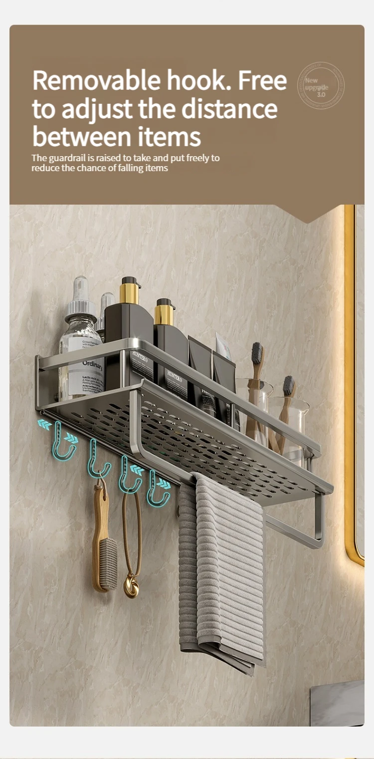 Bathroom Rack Bathroom Shelf Toilet Space Aluminum Hanging Rack Bathroom Organizer Hang on the Wall Bathroom Rack Bathroom Shelf Toilet Space Aluminum Hanging Rack Bathroom Organizer Hang on the Wall