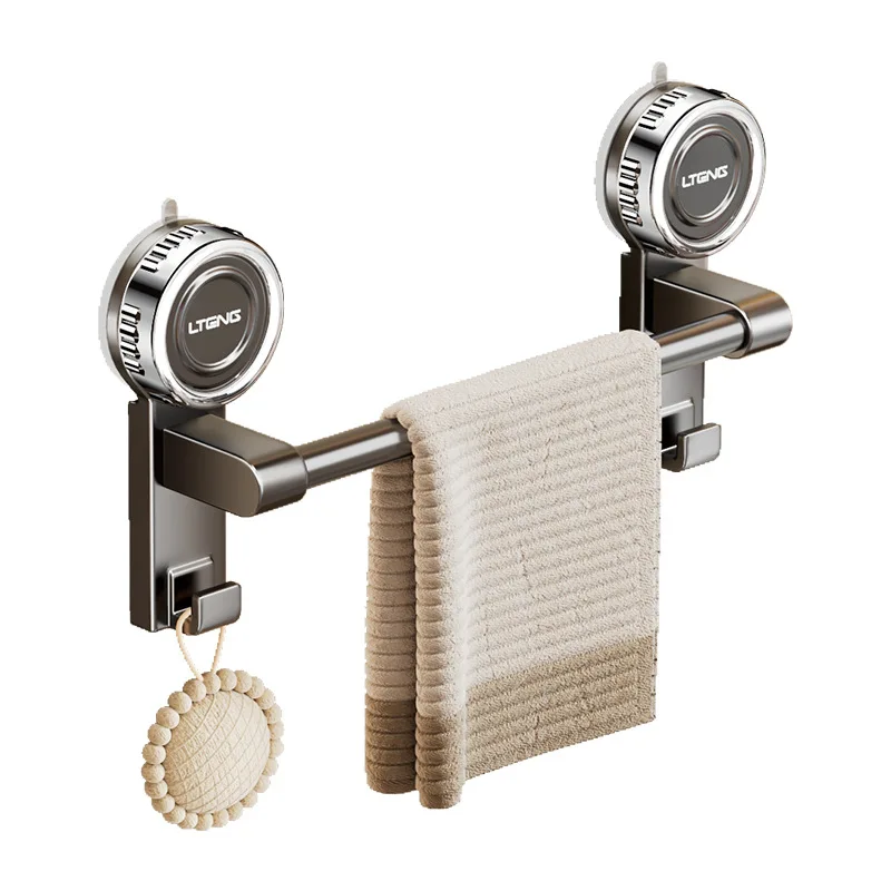 Bathroom Suction Cup Towel Rack No Drill Double Bar Wall Mounted Towel Rod Storage Shelf Space Saving Bathroom Accessories Bathroom Suction Cup Towel Rack No Drill Double Bar Wall Mounted Towel Rod Storage Shelf Space Saving Bathroom Accessories