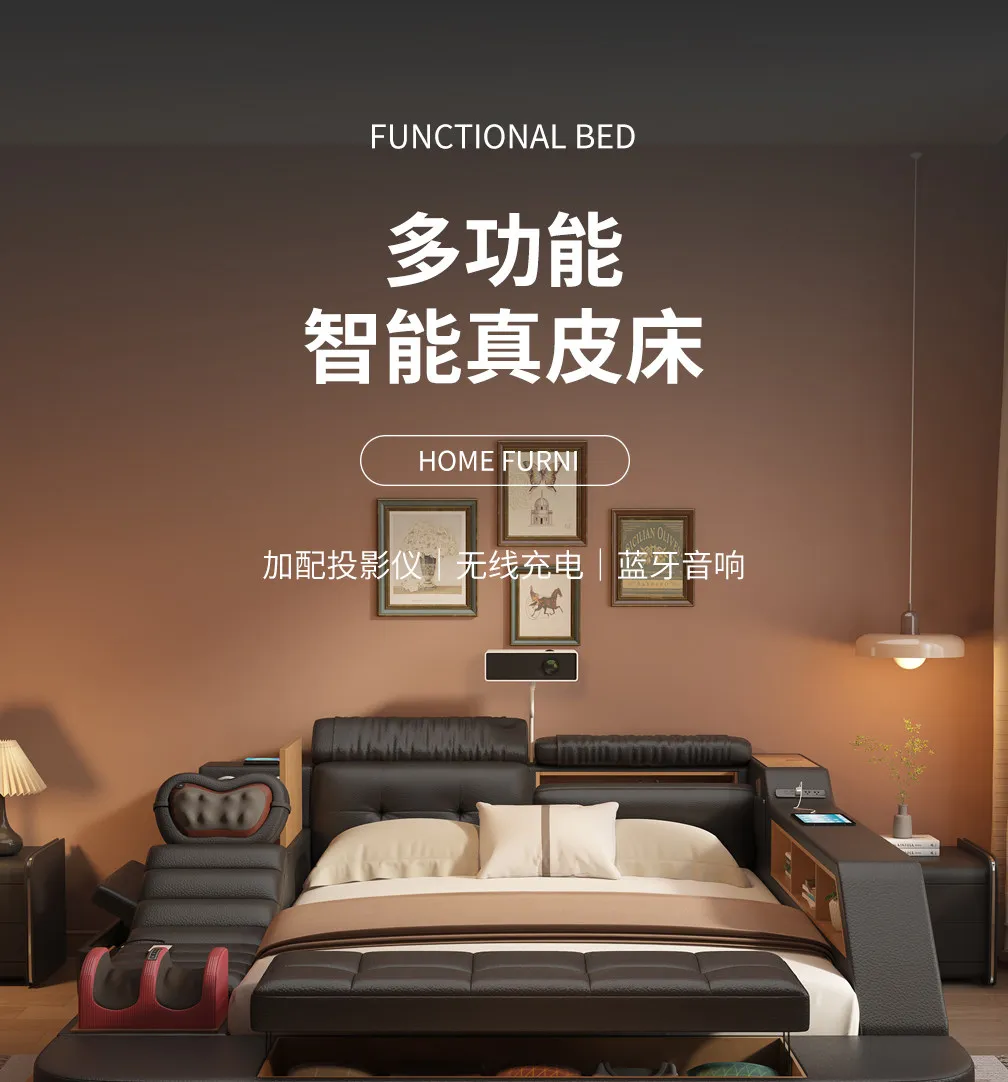 Black Decoration Double Bed Organizer Italian King Size Bases Double Bed Smart Headboards Bedframe Camas De Dormitorio Furniture