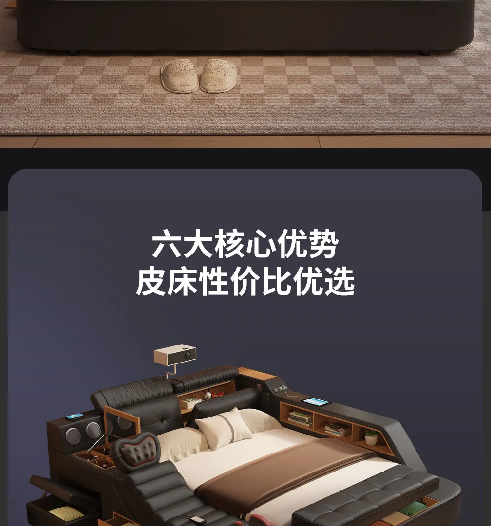 Black Decoration Double Bed Organizer Italian King Size Bases Double Bed Smart Headboards Bedframe Camas De Dormitorio Furniture
