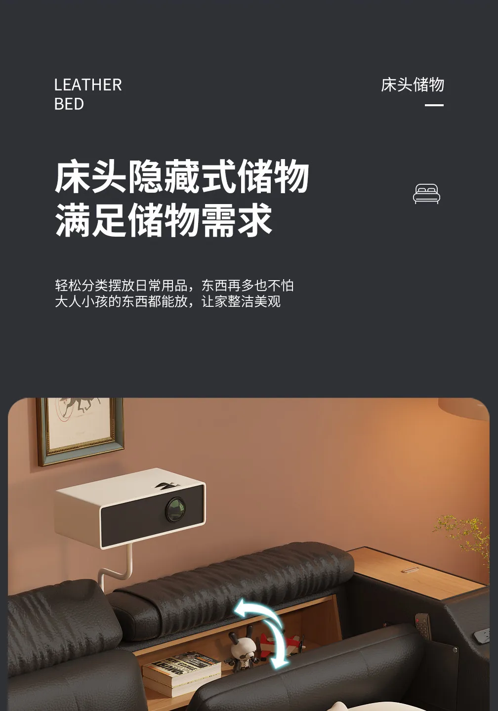 Black Decoration Double Bed Organizer Italian King Size Bases Double Bed Smart Headboards Bedframe Camas De Dormitorio Furniture