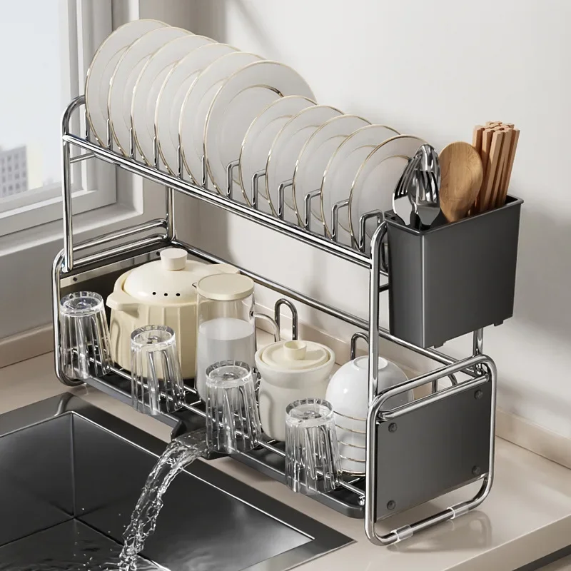 Dish Drying Rack Kitchen Bowl Dishes Organize Shelf Narrow Sink Side Countertop Dish Rack with Drainboard Rustproof Dish Drainer Dish Drying Rack Kitchen Bowl Dishes Organize Shelf Narrow Sink Side Countertop Dish Rack with Drainboard Rustproof Dish Drainer