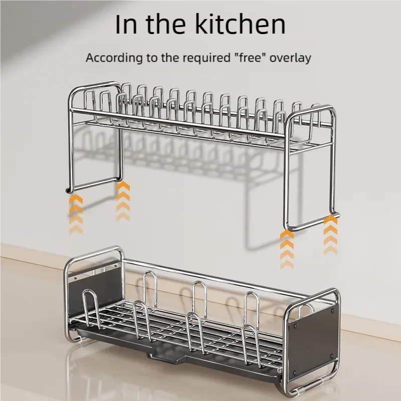 Dish Drying Rack Kitchen Bowl Dishes Organize Shelf Narrow Sink Side Countertop Dish Rack with Drainboard Rustproof Dish Drainer Dish Drying Rack Kitchen Bowl Dishes Organize Shelf Narrow Sink Side Countertop Dish Rack with Drainboard Rustproof Dish Drainer