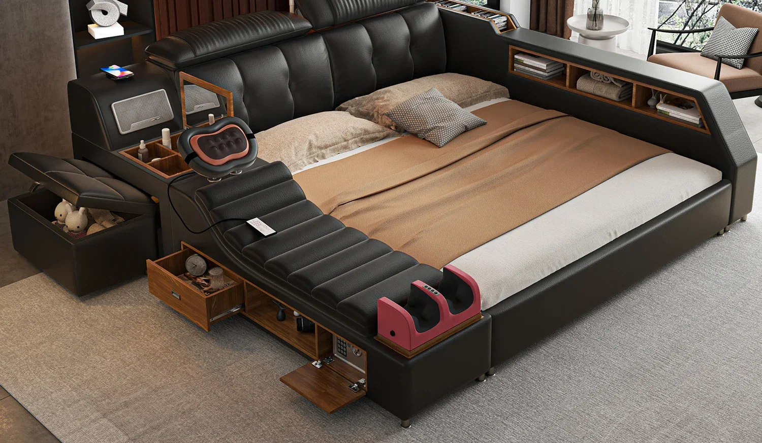 Girls Design Smart Bedroom Queen King Size Bed