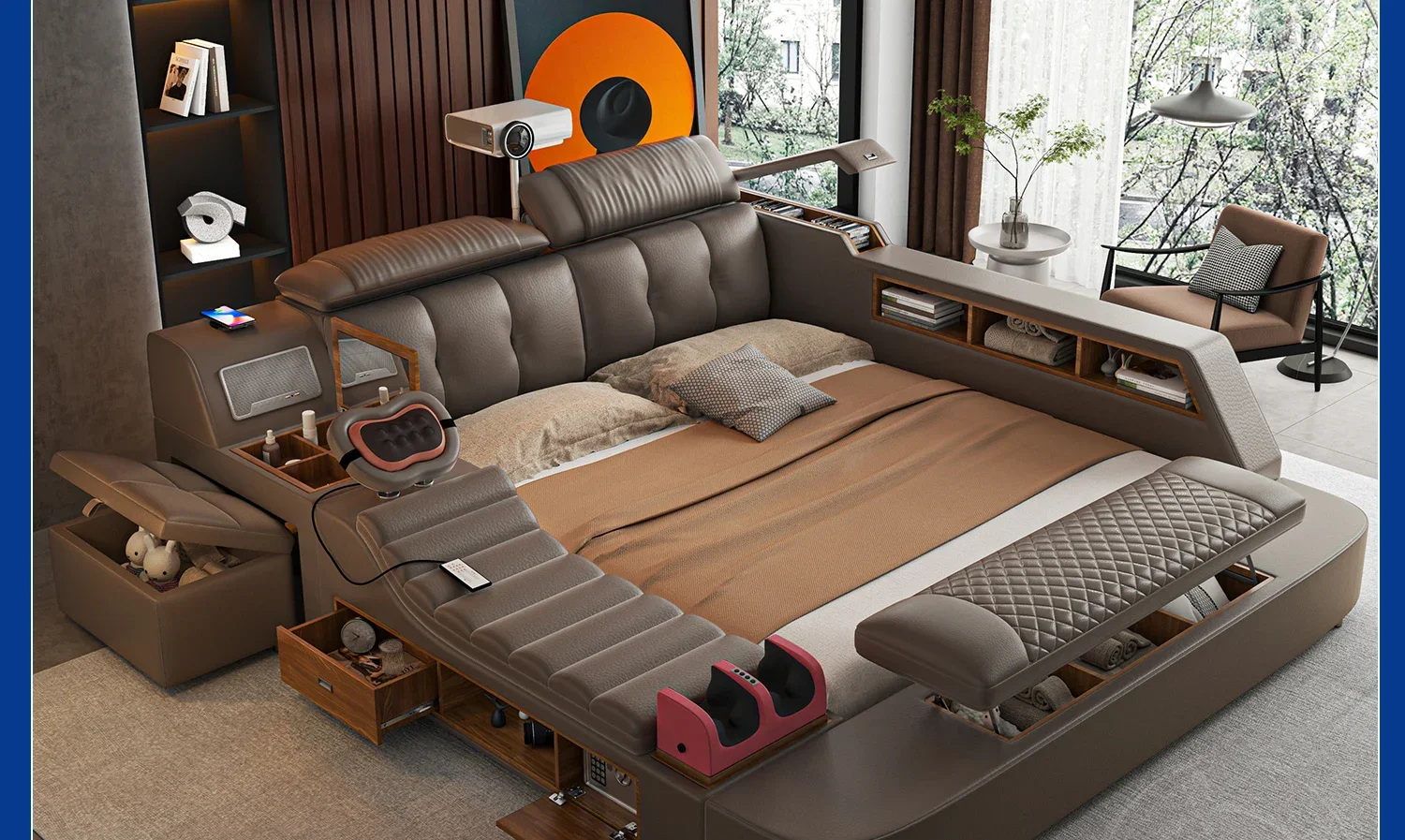 Girls Design Smart Bedroom Queen King Size Bed