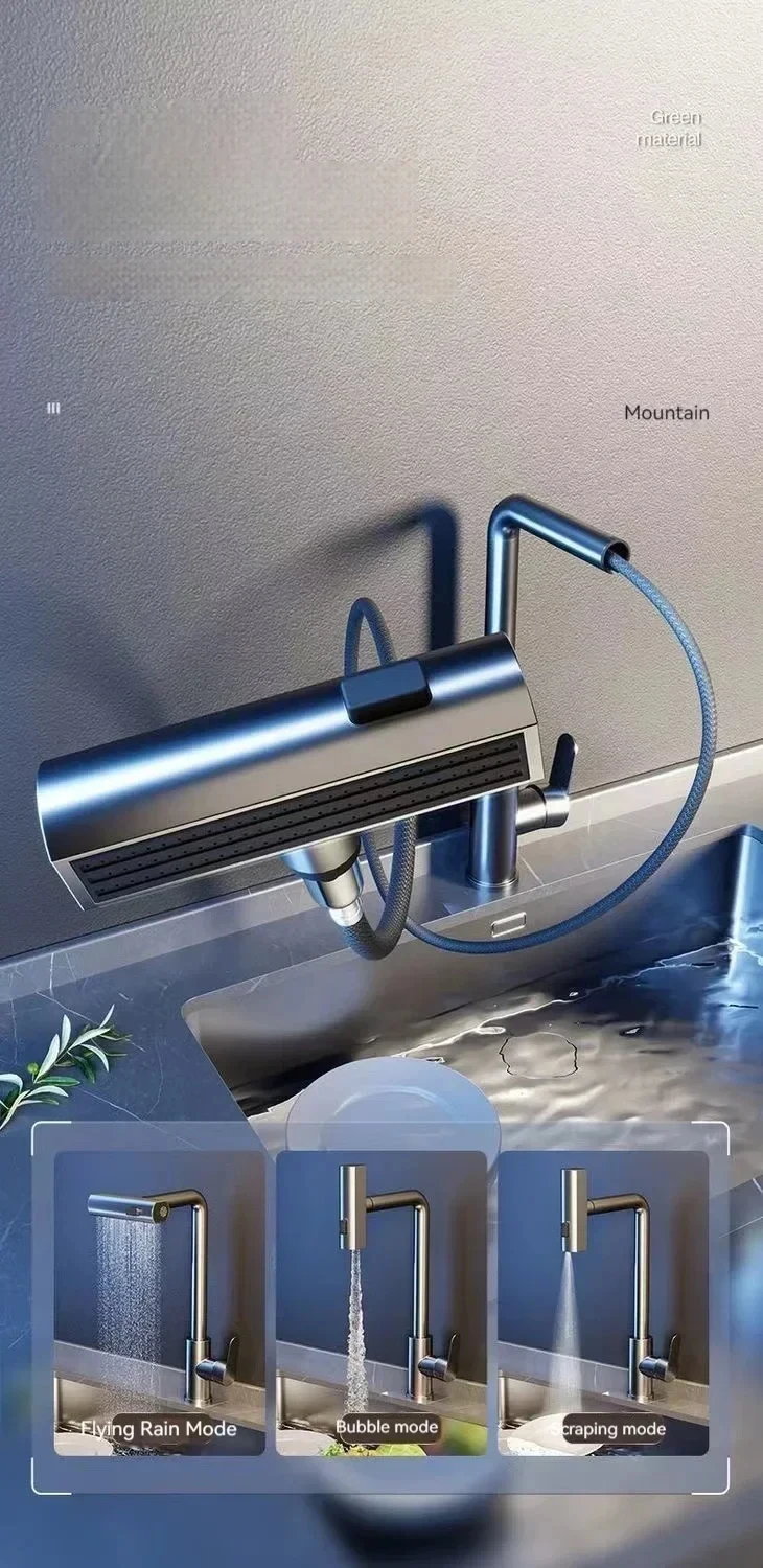Grey/Silver Pull Out Kitchen Faucet, Flexible Hot and Cold Water Kitchen Sink Mixer Faucet Deck Mounted with Stream Shower Mode Grey/Silver Pull Out Kitchen Faucet, Flexible Hot and Cold Water Kitchen Sink Mixer Faucet Deck Mounted with Stream Shower Mode