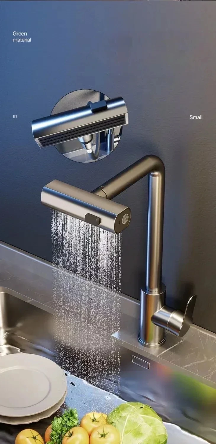 Grey/Silver Pull Out Kitchen Faucet, Flexible Hot and Cold Water Kitchen Sink Mixer Faucet Deck Mounted with Stream Shower Mode Grey/Silver Pull Out Kitchen Faucet, Flexible Hot and Cold Water Kitchen Sink Mixer Faucet Deck Mounted with Stream Shower Mode