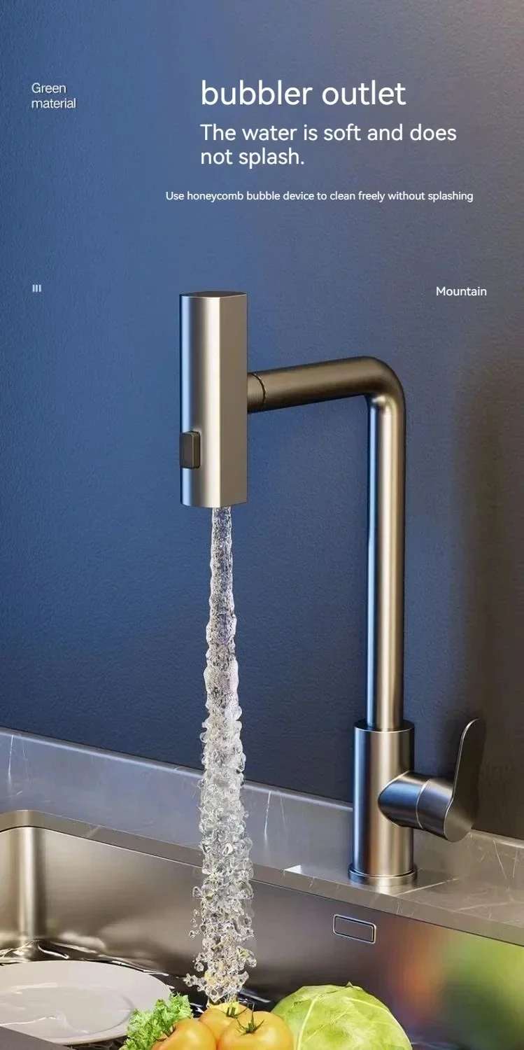 Grey/Silver Pull Out Kitchen Faucet, Flexible Hot and Cold Water Kitchen Sink Mixer Faucet Deck Mounted with Stream Shower Mode Grey/Silver Pull Out Kitchen Faucet, Flexible Hot and Cold Water Kitchen Sink Mixer Faucet Deck Mounted with Stream Shower Mode