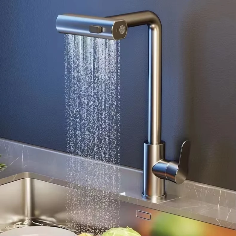 Grey/Silver Pull Out Kitchen Faucet, Flexible Hot and Cold Water Kitchen Sink Mixer Faucet Deck Mounted with Stream Shower Mode Grey/Silver Pull Out Kitchen Faucet, Flexible Hot and Cold Water Kitchen Sink Mixer Faucet Deck Mounted with Stream Shower Mode