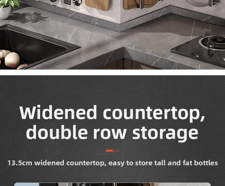 Gunmetal Space Aluminum Kitchen Storage Rack - No-Drill Wall Mounted Multi-Functional Organizer for Spice Jars and Knives