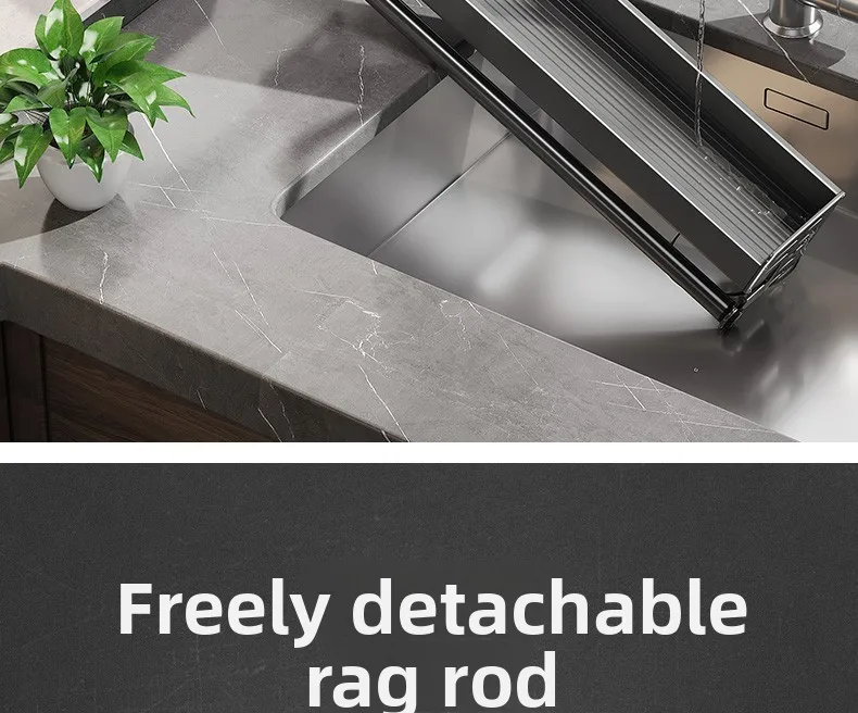 Gunmetal Space Aluminum Kitchen Storage Rack - No-Drill Wall Mounted Multi-Functional Organizer for Spice Jars and Knives