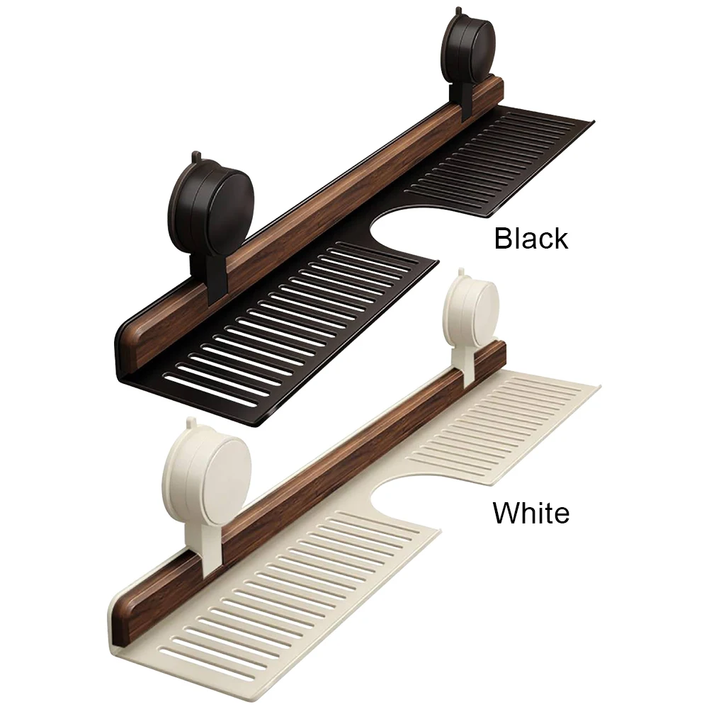 Walnut Suction Cup Bathroom Shelf Heavy Duty Storage Rack Over Faucet Sink Rack Bathroom Accessories