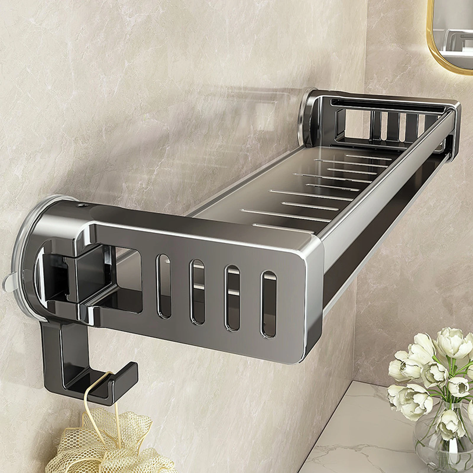 Household Suction Cup Buckle Bathroom Shower Gel Storage Basket Toilet Without Punching Washroom Wall-mounted Storage Rack Household Suction Cup Buckle Bathroom Shower Gel Storage Basket Toilet Without Punching Washroom Wall-mounted Storage Rack