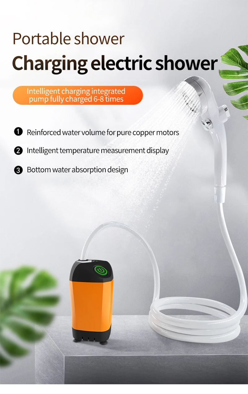 IPX7 Waterproof with Digital Display Portable Electric Shower Pump for Hiking Travel Beach Pet Watering