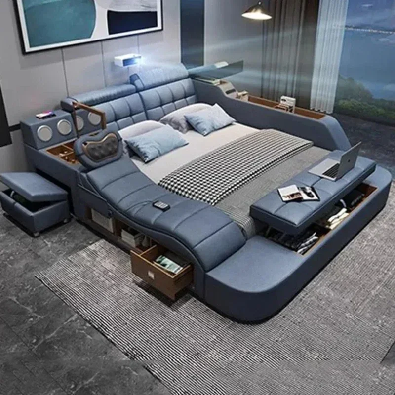 Modern Master Double Bed Multifonction Storage Salon Queen Design Bed Luxury Smart Lit Intelligent Multifonctions Furniture Modern Master Double Bed Multifonction Storage Salon Queen Design Bed Luxury Smart Lit Intelligent Multifonctions Furniture