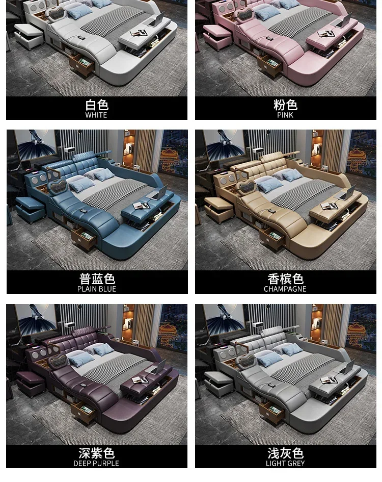 Modern Master Double Bed Multifonction Storage Salon Queen Design Bed Luxury Smart Lit Intelligent Multifonctions Furniture Modern Master Double Bed Multifonction Storage Salon Queen Design Bed Luxury Smart Lit Intelligent Multifonctions Furniture