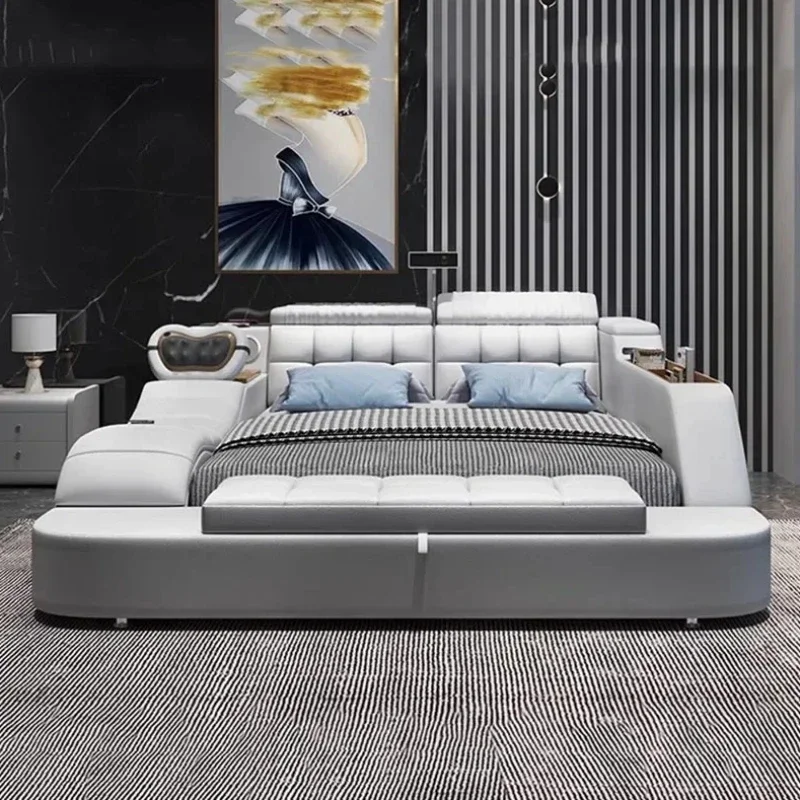Modern Master Double Bed Multifonction Storage Salon Queen Design Bed Luxury Smart Lit Intelligent Multifonctions Furniture Modern Master Double Bed Multifonction Storage Salon Queen Design Bed Luxury Smart Lit Intelligent Multifonctions Furniture