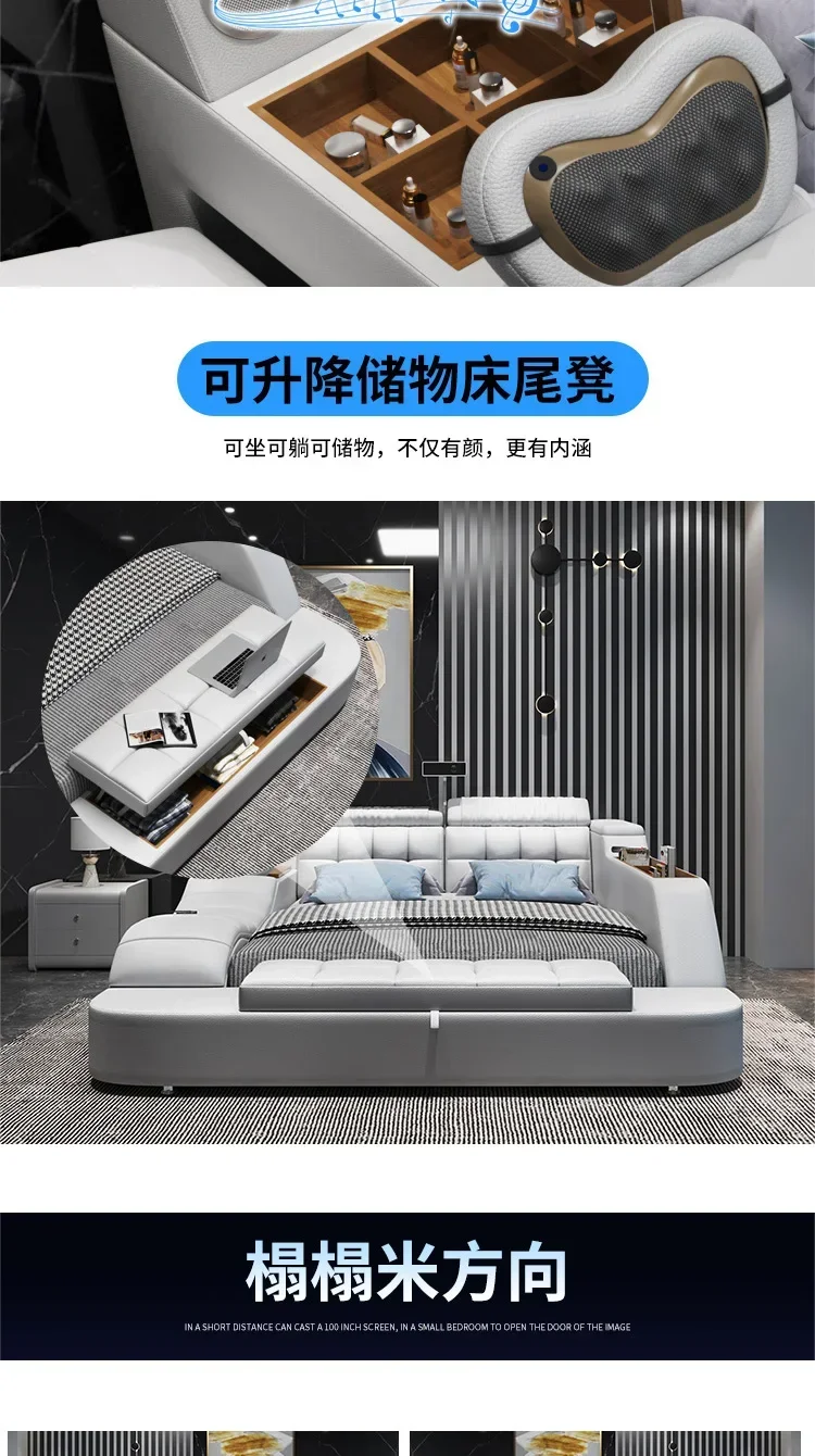 Modern Master Double Bed Multifonction Storage Salon Queen Design Bed Luxury Smart Lit Intelligent Multifonctions Furniture Modern Master Double Bed Multifonction Storage Salon Queen Design Bed Luxury Smart Lit Intelligent Multifonctions Furniture