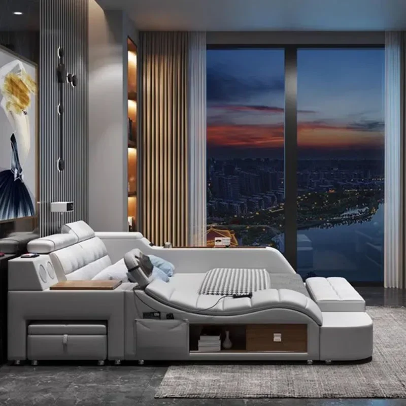 Modern Master Double Bed Multifonction Storage Salon Queen Design Bed Luxury Smart Lit Intelligent Multifonctions Furniture Modern Master Double Bed Multifonction Storage Salon Queen Design Bed Luxury Smart Lit Intelligent Multifonctions Furniture