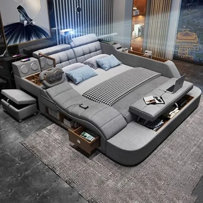 Modern Master Double Bed Multifonction Storage Salon Queen Design Bed Luxury Smart Lit Intelligent Multifonctions Furniture Modern Master Double Bed Multifonction Storage Salon Queen Design Bed Luxury Smart Lit Intelligent Multifonctions Furniture