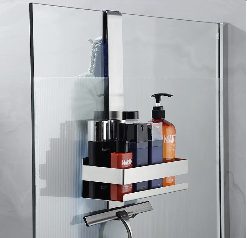 Movable Bathroom Shelves No Drill Shelf Organizer Shower Support Steel Shelf Multifunction Shelves Storage Unit For Bathroom