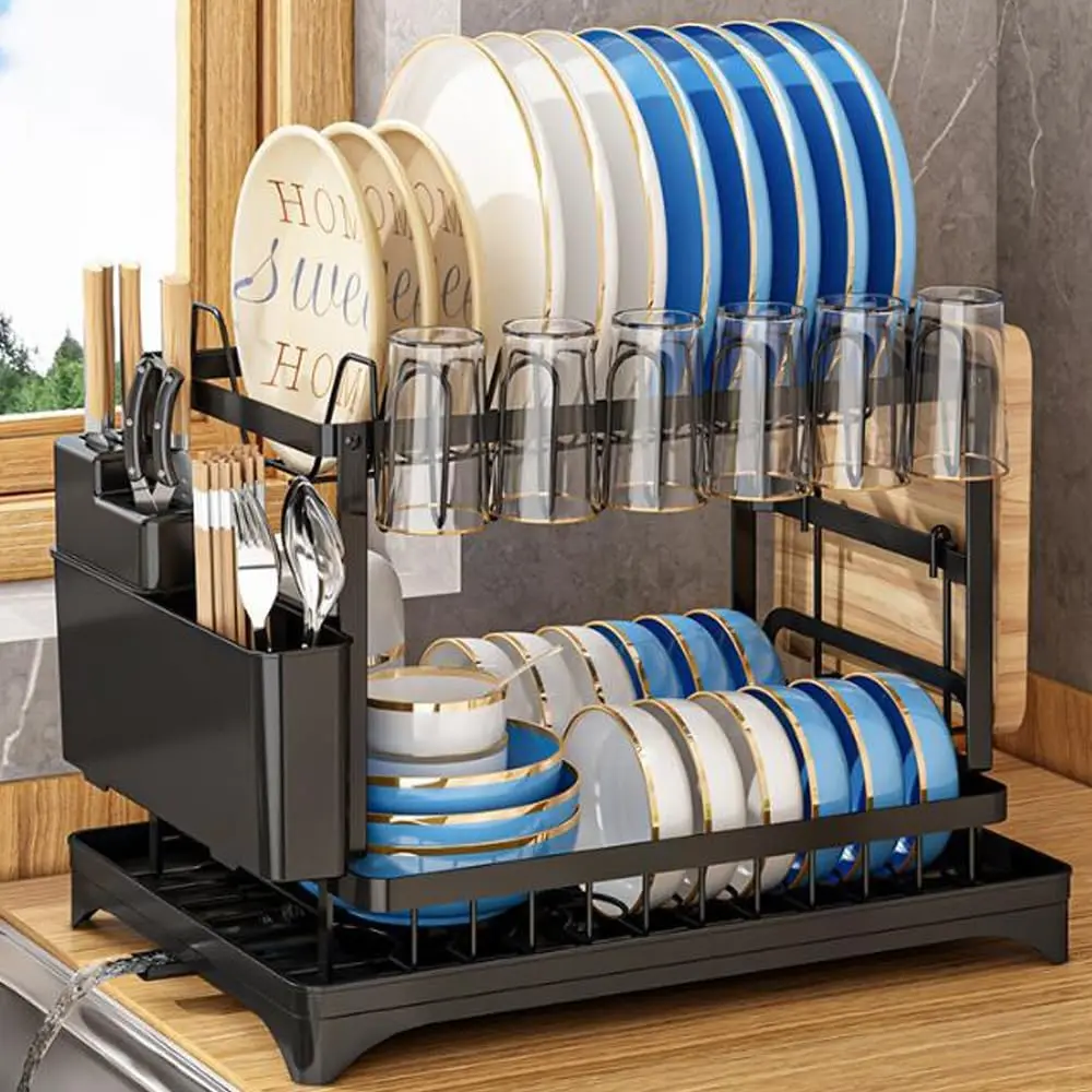 Multi-functional Dish Drying Rack, Kitchen Storage Organiser for Plates & Bowls, Snap-On Design, No-Drill Install Multi-functional Dish Drying Rack, Kitchen Storage Organiser for Plates & Bowls, Snap-On Design, No-Drill Install