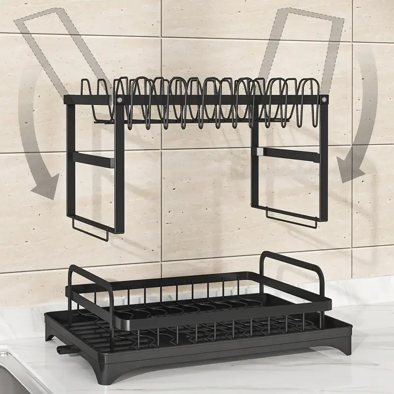 Multi-functional Dish Drying Rack, Kitchen Storage Organiser for Plates & Bowls, Snap-On Design, No-Drill Install Multi-functional Dish Drying Rack, Kitchen Storage Organiser for Plates & Bowls, Snap-On Design, No-Drill Install