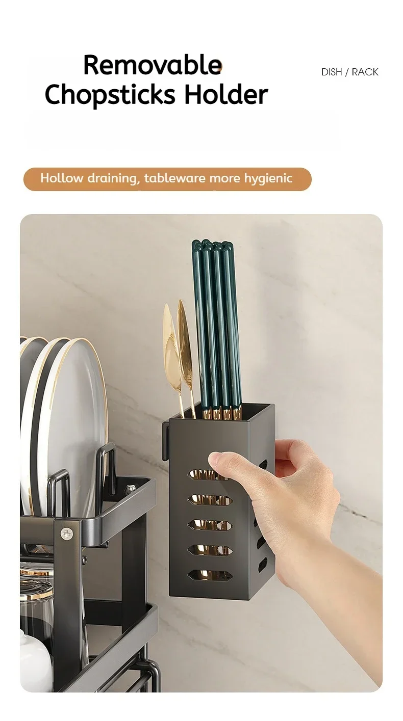 Multifunctional Kitchen Dish Drying Rack Adjustable Over Sink Plate Organizer with Removable Drainboard