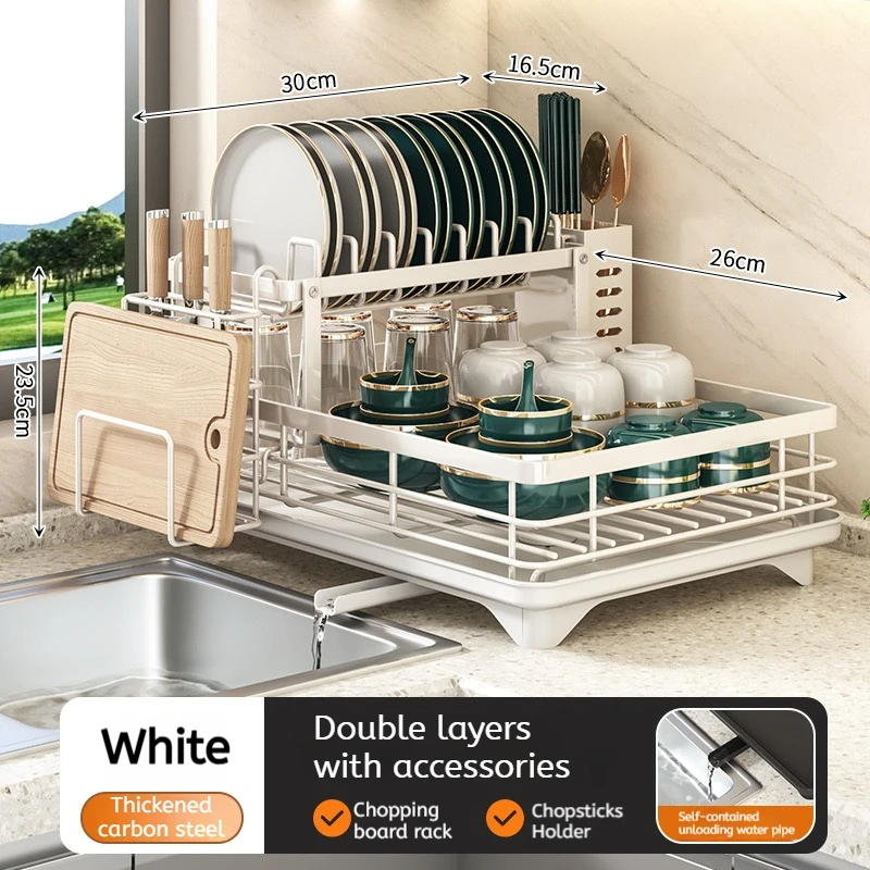 Multifunctional Kitchen Dish Drying Rack Kitchen Gadgets Color: WHITE Color: WHITE-H Color: WHITE-F Multifunctional Kitchen Dish Drying Rack Kitchen Gadgets Color: WHITE Color: WHITE-H Color: WHITE-F
