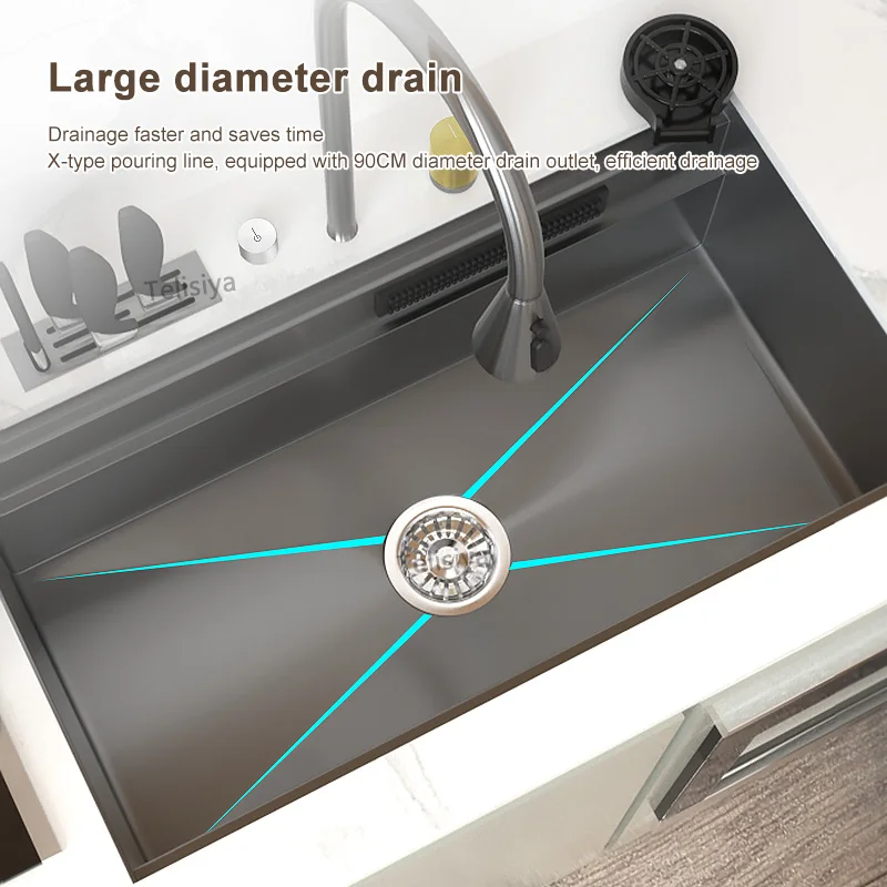 Multifunctional Large Single Slot Stainless Steel Kitchen Sink With Knife Holder Kitchen Gadgets Multifunctional Large Single Slot Stainless Steel Kitchen Sink With Knife Holder Kitchen Gadgets