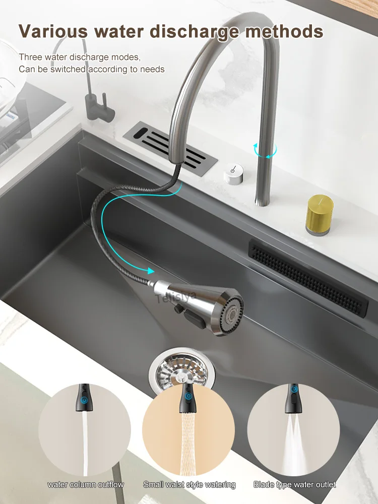 Multifunctional Large Single Slot Stainless Steel Kitchen Sink With Knife Holder
