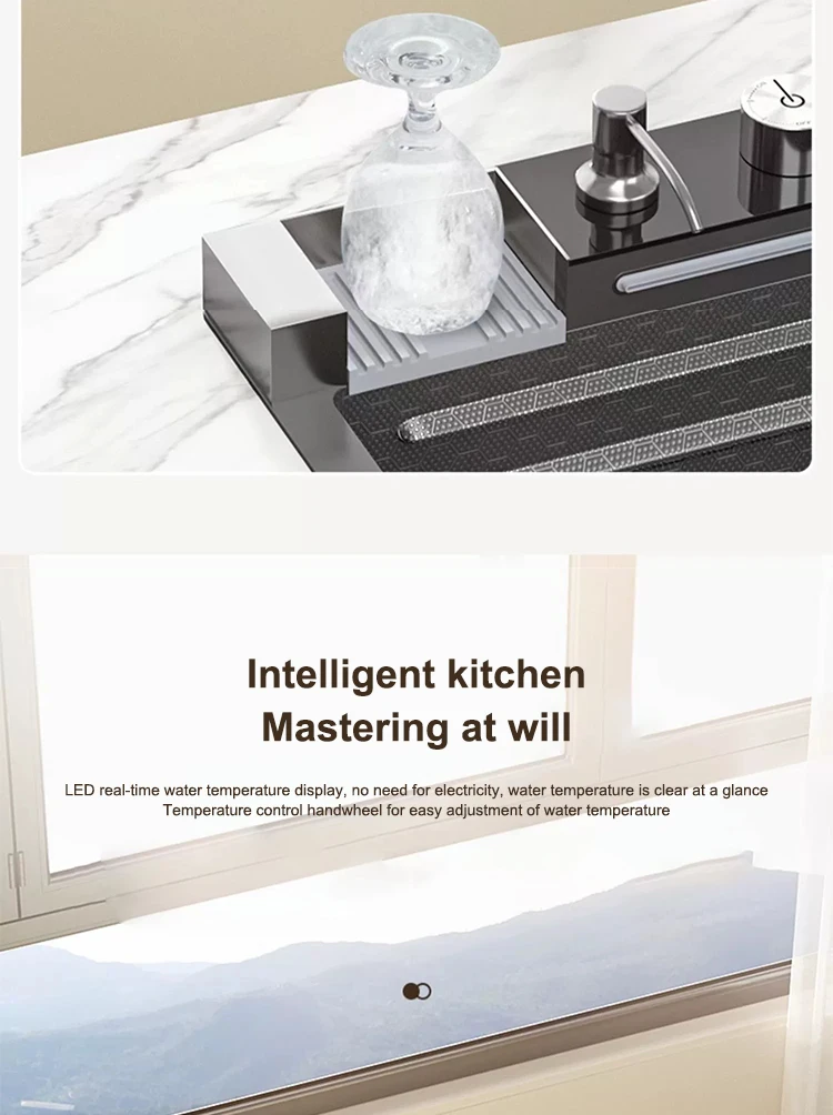 Multifunctional Sinks Stainless Steel Waterfall Kitchen Sink Includes 120 × 50 cm Large Single Slot Digital Display Faucet Set Multifunctional Sinks Stainless Steel Waterfall Kitchen Sink Includes 120 × 50 cm Large Single Slot Digital Display Faucet Set