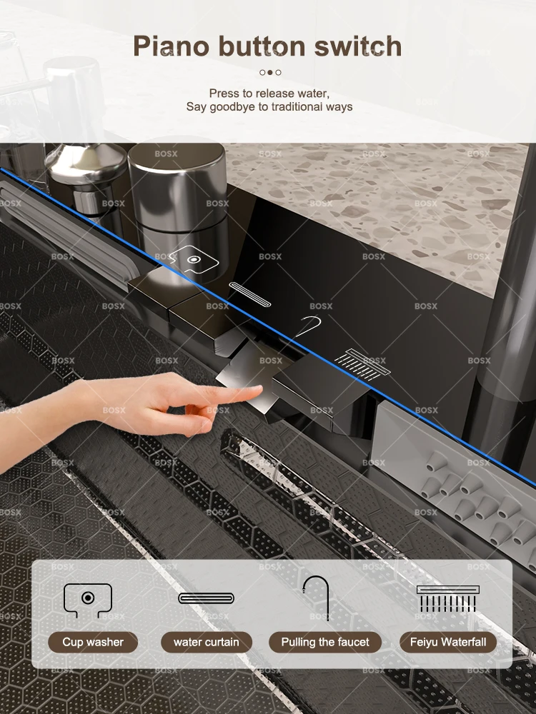 Multifunctional Sinks Stainless Steel Waterfall Kitchen Sink Includes 120 × 50 cm Large Single Slot Digital Display Faucet Set Multifunctional Sinks Stainless Steel Waterfall Kitchen Sink Includes 120 × 50 cm Large Single Slot Digital Display Faucet Set