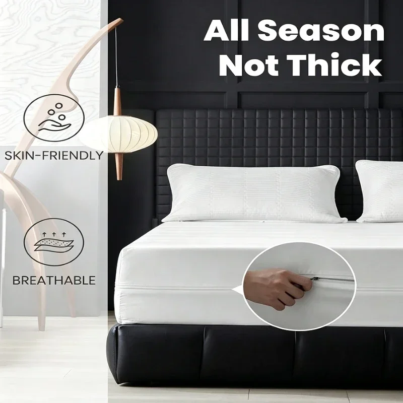 NEW 1PC Nano Waterproof Anti-Slip Mattress Protector 6-Sided Zipper Encasement Silent Breathable Bed Cover for Home Bedroom NEW 1PC Nano Waterproof Anti-Slip Mattress Protector 6-Sided Zipper Encasement Silent Breathable Bed Cover for Home Bedroom