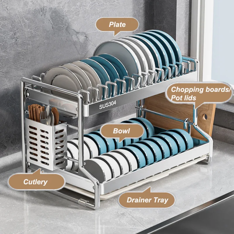 New Dish Drainer Kitchen Storage Organization Stainless Steels Drainer Kitchen Dishes Kitchenware Tableware Drainer Board Rack