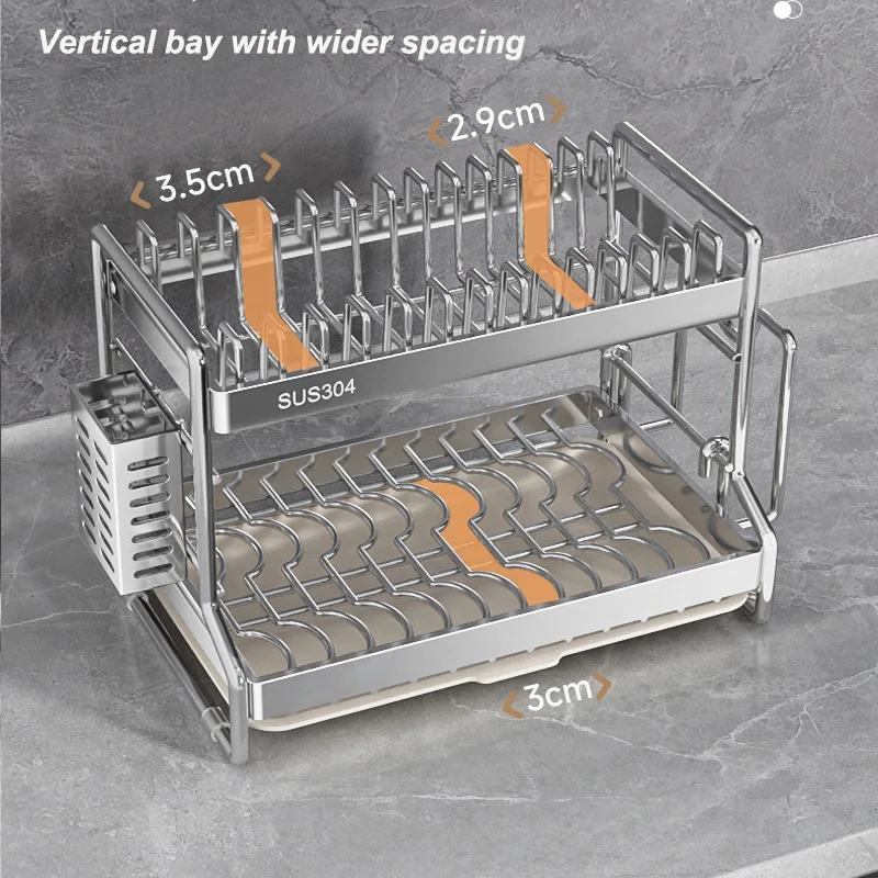 New Dish Drainer Kitchen Storage Organization Stainless Steels Drainer Kitchen Dishes Kitchenware Tableware Drainer Board Rack