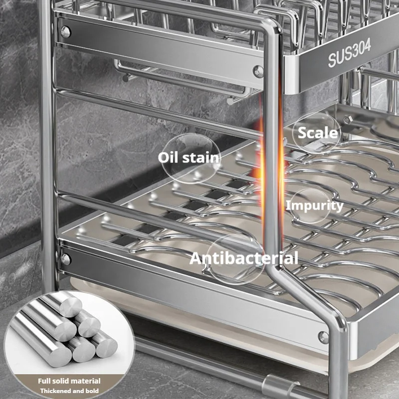 New Dish Drainer Kitchen Storage Organization Stainless Steels Drainer Kitchen Dishes Kitchenware Tableware Drainer Board Rack