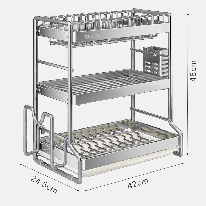 New Dish Drainer Kitchen Storage Organization Stainless Steels Drainer Kitchen Dishes Kitchenware Tableware Drainer Board Rack