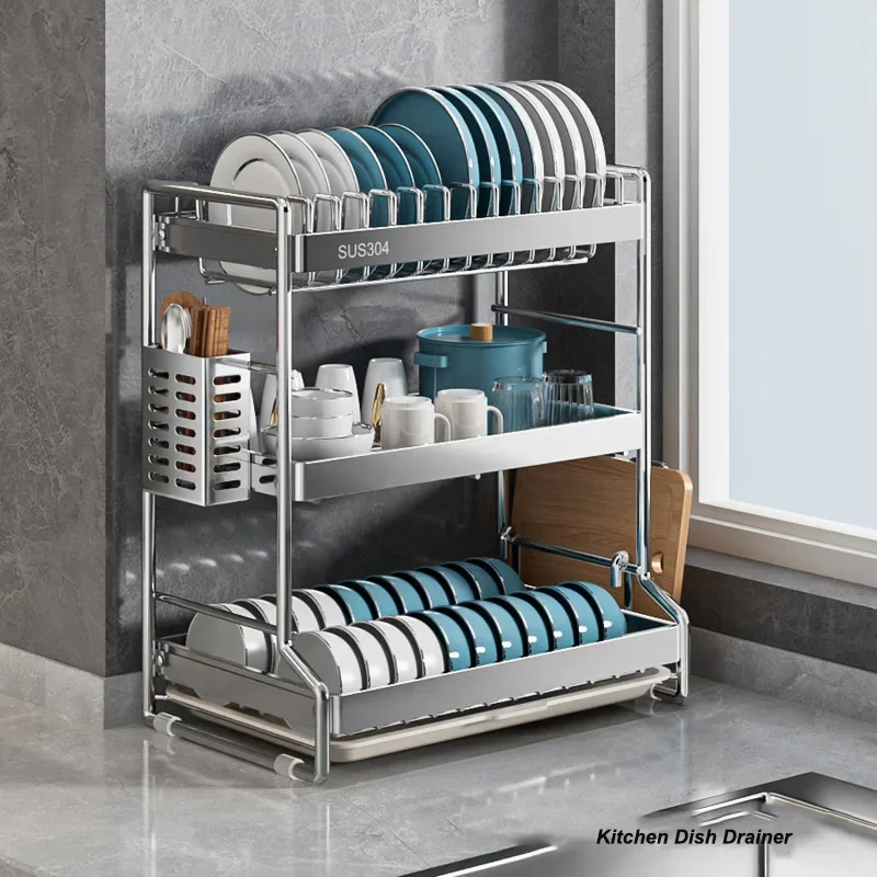 New Dish Drainer Kitchen Storage Organization Stainless Steels Drainer Kitchen Dishes Kitchenware Tableware Drainer Board Rack New Dish Drainer Kitchen Storage Organization Stainless Steels Drainer Kitchen Dishes Kitchenware Tableware Drainer Board Rack